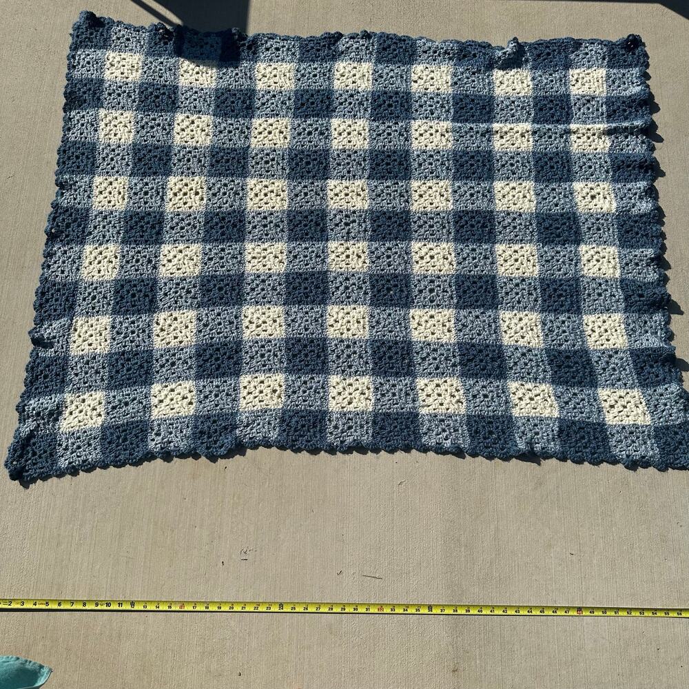 Handmade Crochet Small Throw Baby Blanket 59"x42.5"